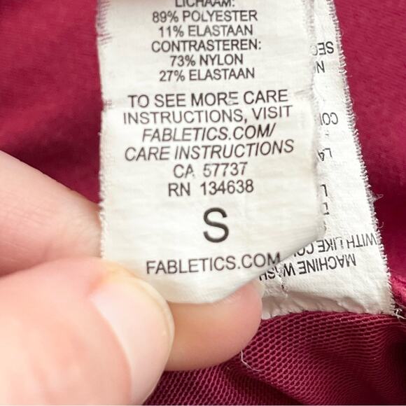 Fabletics Tammy Low Impact Sports Bar Women size S Faux Wrap Bralette Dark Pink - Picture 7 of 10